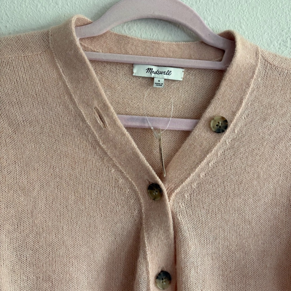 NWT Madewell Alpaca-Blend V-Neck Cardigan Sweater Women’s Small Pale Blush Pink - Picture 5 of 8